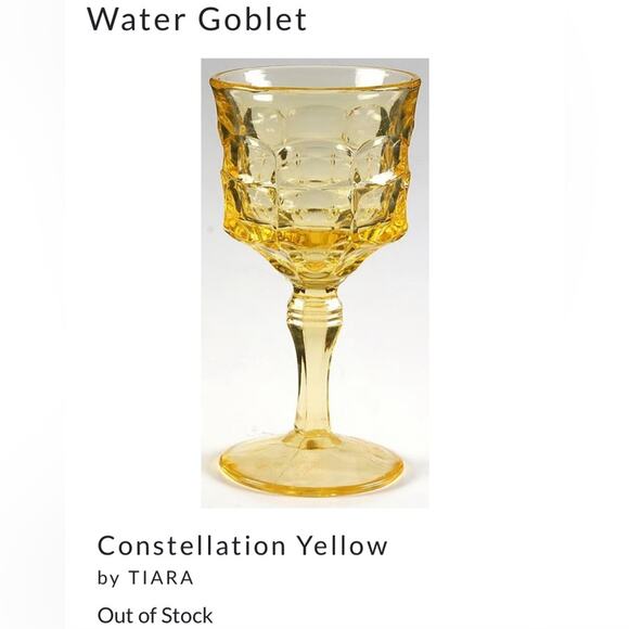 8 Vintage Tiara Constellation Yellow Water Goblet Glasses - Picture 9 of 9